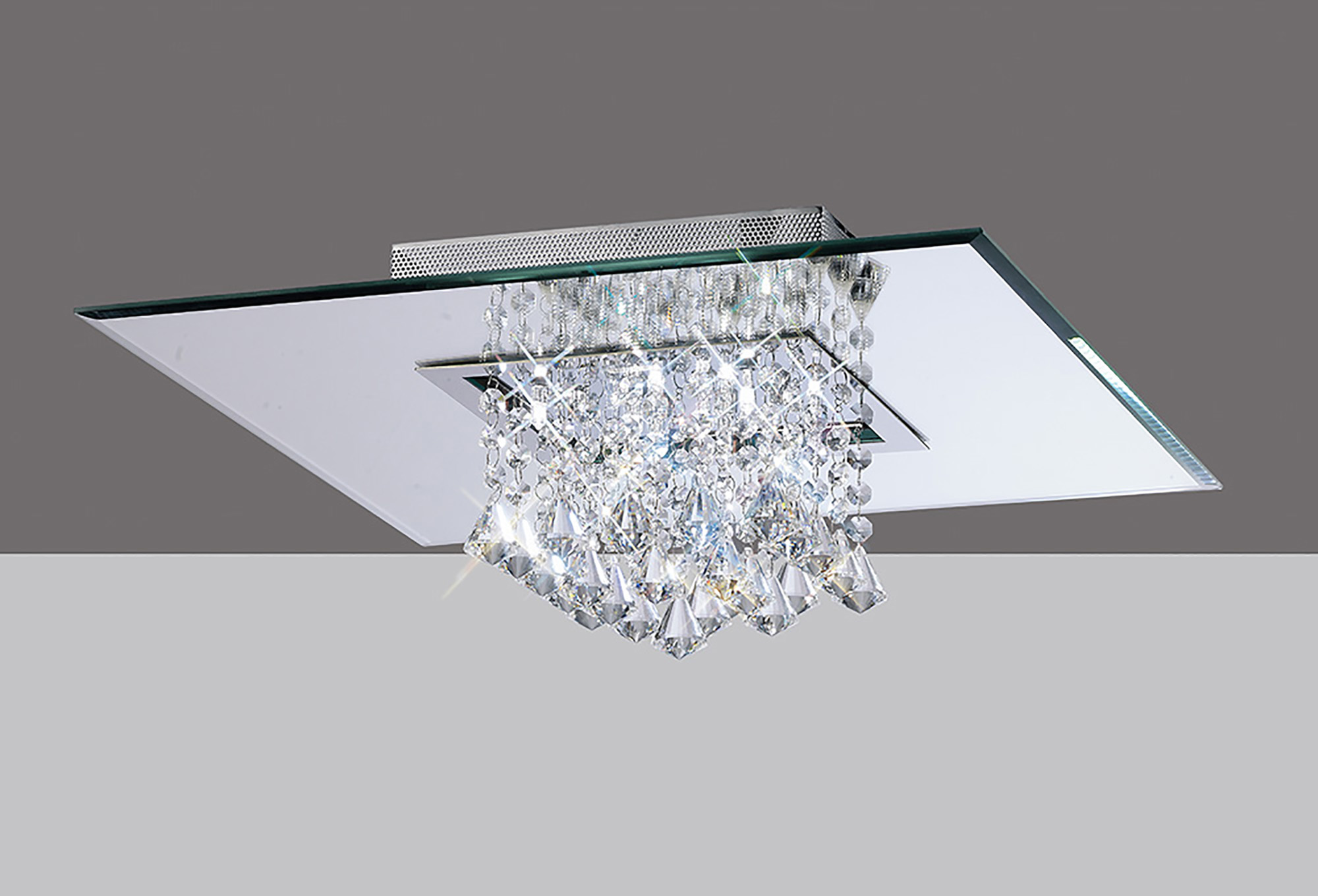 Starda Crystal Ceiling Lights Diyas Ringed & Square Crystal Fittings